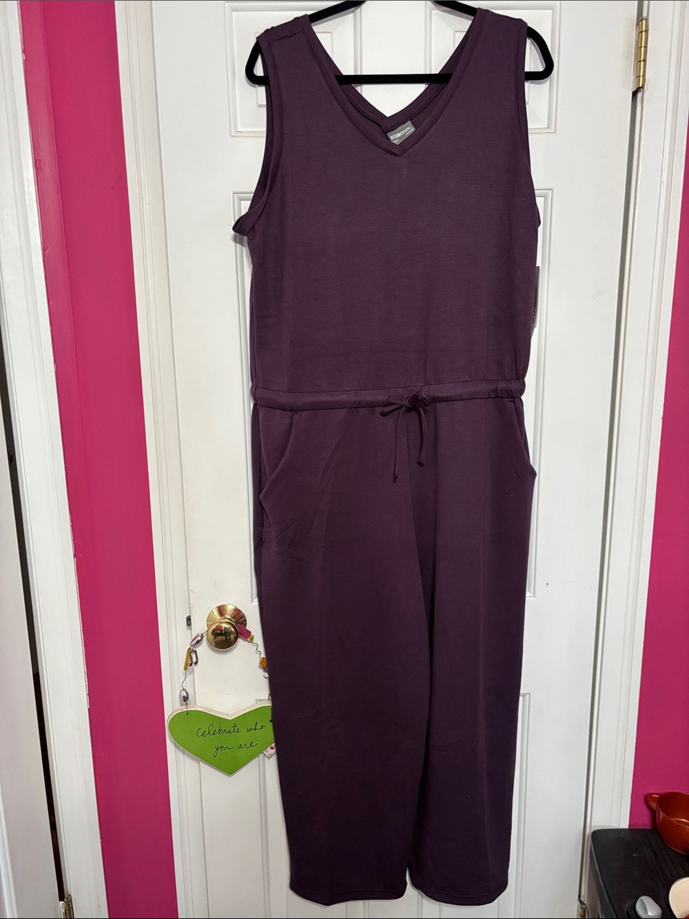 32 Degrees Plum Sleeveless V-Neck Jumpsuit